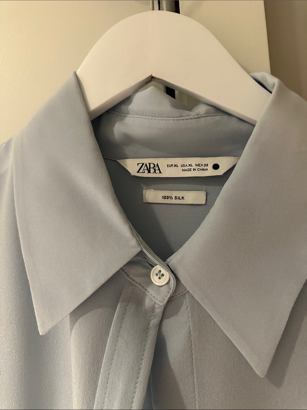ZARA Light Blue Silk Button-Down Shirt